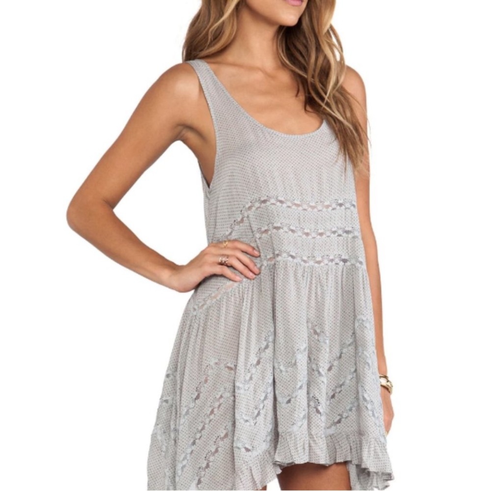 Free People Intimately Voile and Lace Trapeze Slip Dress Tunic xs